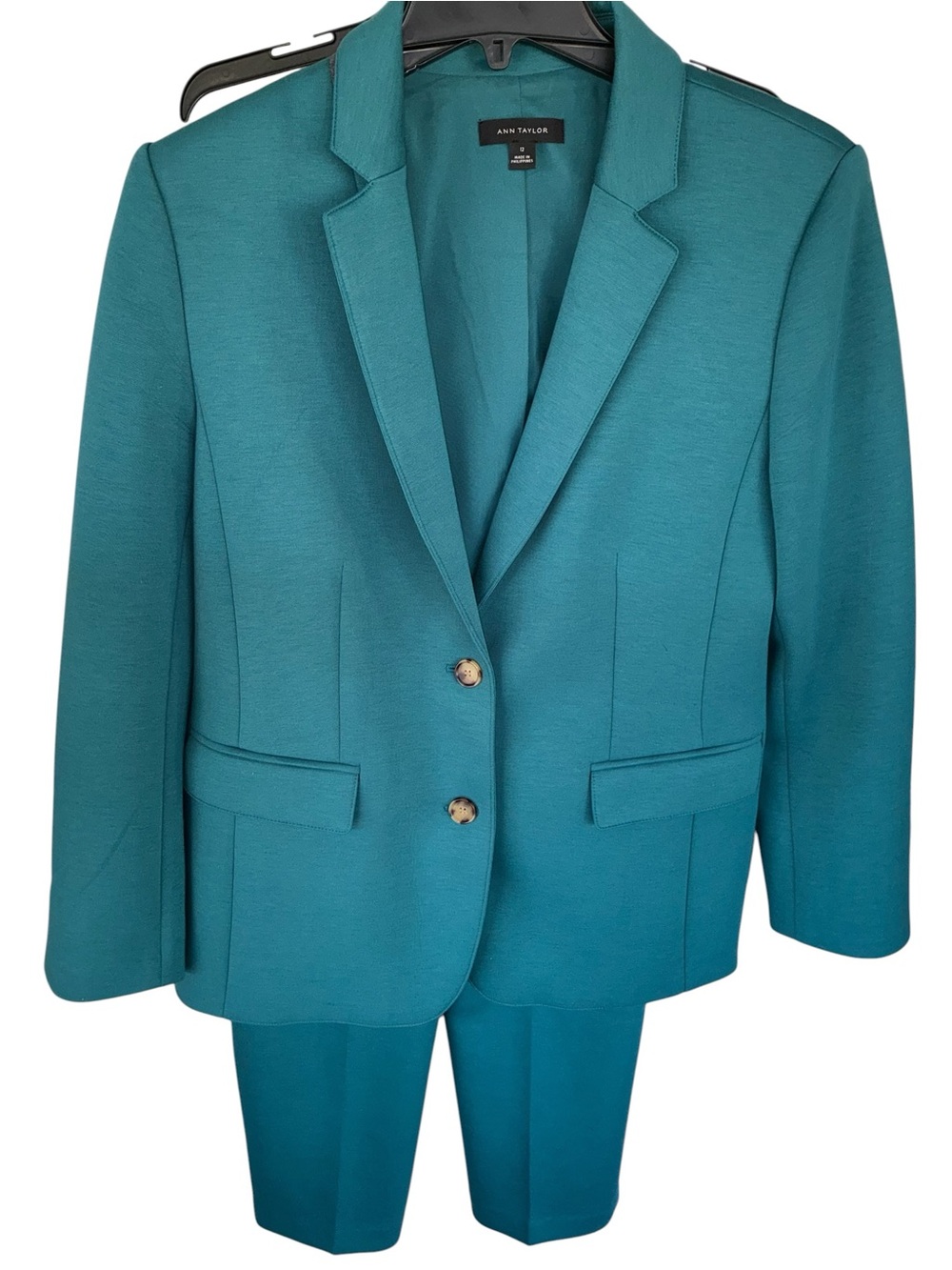 Ann Taylor Teal Tailored Women's pant suit NWT’s workwear business size 12